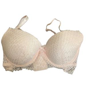 Nwt castle mega store Pastel light pink Lace underwire bra top large 5 hook back